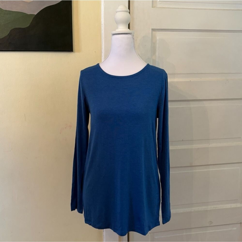 Agnes & Dora long sleeve fitted basic tee t-shirt top tunic heathered blue soft